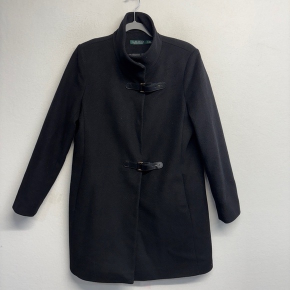 Lauren Ralph Lauren Wool Blend Buckle Coat Jacket 8 Stand Collar - Picture 1 of 7